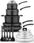 Nutrichef 17PCS Stackable Pots And Pan Stainless Steel Set - Black (open Box). Price: $55.96.