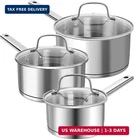 Michelangelo Set 3 Sizes, Stainless Steel With Lid, Tri-ply B New. Price: $92.80.