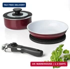 Moss & Stone Aluminum Pots Pans Set Nonstick, Removable Handle Cookware, Sta New. Price: $43.86.