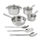 Mainstays Stainless Steel 10PC Cookware Set, Dishwasher Safe, Silver,free Ship New. Price: $48.76.