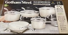 Gotham Steel Hammered Cream 15 Piece Ceramic Nonstick Cookware Set With Utensils New. Price: $245.70.