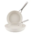 Kitchenaid 2-PC Ceramic Induction Skillet Set, Hard-anodized, White New. Price: $52.49.