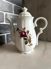 Vintage Japan "moss Rose" Tea Pot W/ Lid 9" Tall Used. Price: $20.00.