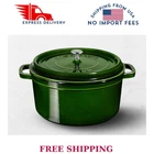 Staub Enameled Cast Iron Round Dutch Oven, 7-QT Basil New. Price: $179.96.