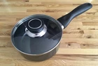 Chefmate Cookware 6 1QT Sauce Pan Small Pot Black Nonstick Glass Lid Used. Price: $11.90.
