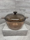 Vintage Pyrex Vision Corningware Amber 4.5L Qt. Stock Pot W/ Lid Nice! Used. Price: $49.00.
