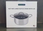 New Servappetit 4 Qt Hex Lined Dutch Oven With Glass Lid Box. Price: $25.00.