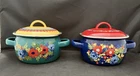 Pioneer Woman Dazzling Dahlias 1QT Mini Enamel Steel Dutch Oven Set Of 2 New. Price: $32.00.