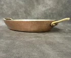 Rare Vtg Mauviel Villedieu Copper Tin-lined Oval Pan Brass Handles France Gratin Used. Price: $394.95.