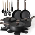 Astercook 18-PIECE Pots And Pans Set, Black Titanium Induction Nonstick Cookware New. Price: $106.99.