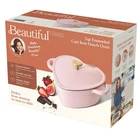 Drew Barrymore 2QT Cast Iron Dutch Oven Heart-shaped Pot W/ Lid, Pink Champagne New. Price: $48.00.