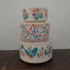 Pioneer Woman Mazie Nesting Bowls 6 Piece Ceramic Storage Set Lids 3212DIB Used. Price: $24.99.