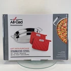 All-clad 15" Oval Roasting Pan Stainless Steel Baker 2 Bonus Pot Holders New. Price: $77.97.