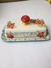 The Pioneer Woman Floral Covered Butter Dish Stoneware China 3118DMT 8.5" 4" Used. Price: $15.00.