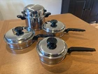 Vtg Stainless Steel Lifetime Cookware Set T304 Cc 12 Element Solar Cap, 8 Pieces Used. Price: $490.00.