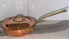 New Old Stock Mauviel Cuprinox Copper Sauce Pan W/ Lid 2.5 Mm Wall 1/2 Qt. Price: $369.00.