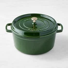 Staub Enameled Cast Iron Round Dutch Oven, 7-QT, Basil With Brass Knob New. Price: $189.85.