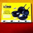 5-PIECE Cast Iron Cookware Set With Dutch Oven Griddle And Skillets Made In Usa New. Price: $308.00.
