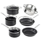 Granitestone Cookware Set Aluminum Nonstick Diamond Infused Glass Lids 10-PIECE New. Price: $123.04.