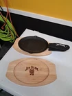 Jim Beam Whiskey JB0159 Cast Iron Fajita Skillet 2 Pc Set Wood Board Used. Price: $24.99.