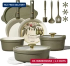 Carote 21PCS Ceramic Cookware Set With Detachable Handles, Pots Pans Non New. Price: $101.53.