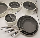 Greenpan Eras Ceramic Non-stick 11-PIECE Cookware Set White Used. Price: $99.99.