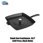 Staub Cast Ironsquare, 10.3" Grill Press, Black Matte New. Price: $139.98.