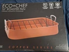 16" Roaster Pan Ceramic Nonstick Cookware Copper Series Removable Rack Eco+chef New. Price: $17.50.
