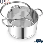 Stainless Steel Stock Pot W/ Glass Lid Tri-ply Base Dishwasher Safe New. Price: $40.34.