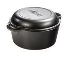 Lodge 5 Quart Cast Iron Double Dutch Oven Pre-seasoned Lid Converts To New. Price: $86.10.