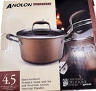 New Anolon Advanced 4.5-QT. Sauce Pot With Lid And Original Box. Price: $49.99.