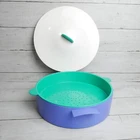 Tupperware Microwave Steamer Pc Vegetable Cooker Blue Teal And White #3066A Used. Price: $29.25.