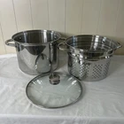 Wolfgang Puck Bistro Qt 18-10 Stainless Steel Steamer Stock Pot W/ Glass Lid Used. Price: $44.99.