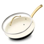 Nutrichef 12'' Large Fry Pan W/ Lid- Non-stick Silicone Handle NCHGLDX12 New. Price: $41.99.