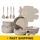 Carote 19PCS Nonstick Cookware Set With Detachable Handles - Taupe New. Price: $180.99.