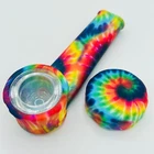Silicone Smoking Pipe With Glass Bowl & Cap Lid Tie Dye Usa New. Price: $8.99.