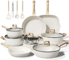 24-PIECE Non-stick Ceramic Cookware Set Induction & Dishwasher Safe, Cream Whi New. Price: $115.99.