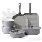 Sensarte 17 Piece Ceramic Pots Pans Set, Nonstick Detachable Handle Cookware New. Price: $154.49.