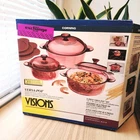6PC Visions Corning Cranberry Versa-pot Cookware Set 1-QT, 1.5-QT, 2.5-QT W/ Lid New. Price: $299.99.