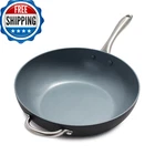 Greenpan Lima Hard Anodized Healthy Ceramic Nonstick 12.5" Wok W/ Helper New. Price: $101.72.