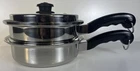 Saladmaster TP304S Five Star Stainless Steel 9" Saucepan W/vapo Lid & Steamer Used. Price: $77.99.