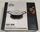 Nib All-clad Cast Iron Enameled Brasier Dutch Oven W/ Ss Lid & Wood Trivet 4QT New. Price: $199.98.