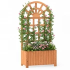 Costway 48 Wooden Raised Garden Bed With Trellis, Drainage Holes For - See New. Price: $62.99.