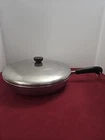 Vtg Revere Ware 12" Copper Bottom Stainless Skillet Sautee Pan W/ Lid Used. Price: $24.00.