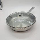 Vinod Stainless Steel Tri-ply Pan 10" W/glass Lid Used. Price: $25.00.