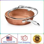 Hammered Copper 12 In. Aluminum Non-stick Fry Pan With Glass Lid New. Price: $29.99.