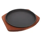 Cabilock Cast Iron Sizzling Plate With Wooden Base - 21X21X2.5CM, Shown New. Price: $26.05.