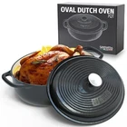 Segretto Cookware Enameled Oval Cast Iron Dutch Oven With Handle, 7 Quarts, N... New. Price: $85.04.