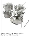 Martha Stewart 10 Piece Stainless Steel Cookware Set Brand New. Price: $149.99.