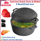 Megachef Dutch Oven Skillet 5 Qt Pre-seasoned 2-IN-1 Cast Iron Durable Versatile New. Price: $47.29.